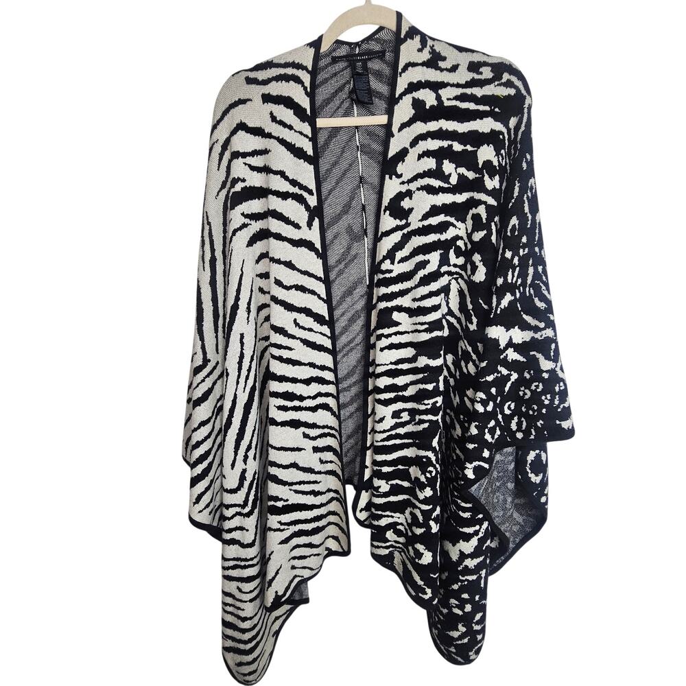 White House Black Market Cashmere Wool Sweater Cardigan OS Mob Wife Open Front